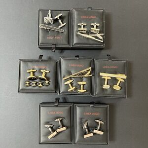 Cuff‎ Links Lot Of  7 Gold & Silver Linea Uomo NWT Business Formal